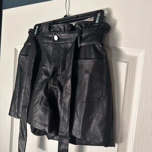 Black Faux Leather High-Waisted Shorts